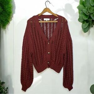 JOHN + JENN Galia Loose Knit Slouchy Boho V Neck Cozy Cardigan Sweater